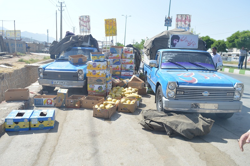 جمع آوری  وانت بارهای میوه فروش در ورودی شهر یاسوج/ تصاویر